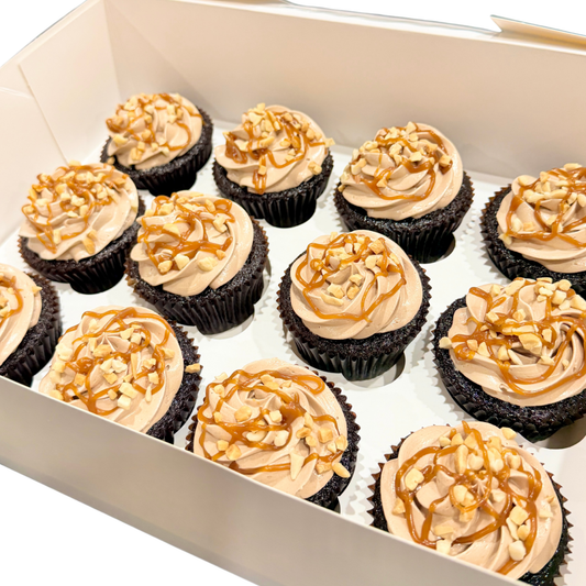 Choc Peanut Caramel Cupcakes